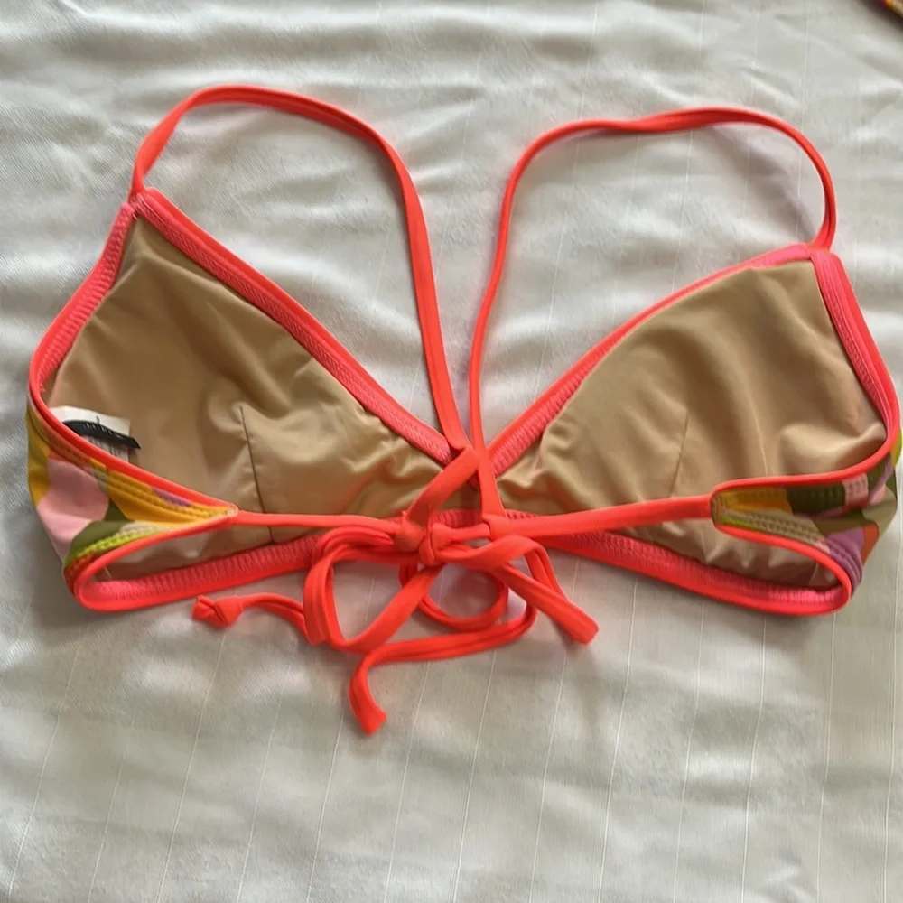 J. Crew Shattered Swirl triangle bikini bright multicolored swimsuit Size XS